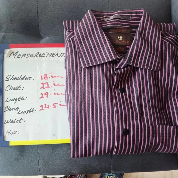 Toscano 100% Cotton Button Down Shirt Multicolor Striped Long Sleeve Size Medium - Picture 4 of 8